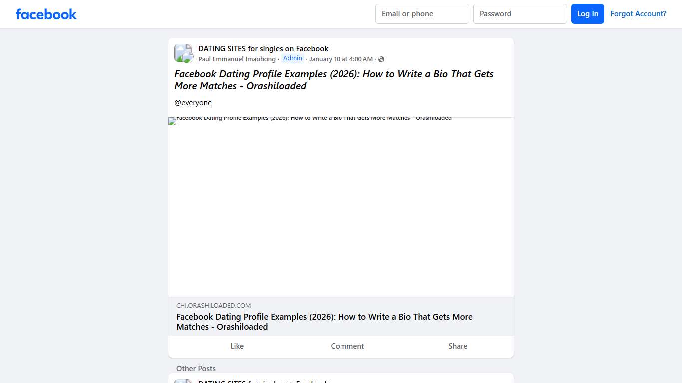 DATING SITES for singles on Facebook # ***Facebook Dating Profile Examples (2026): How to Write a Bio That Gets More Matches - Orashiloaded*** Facebook